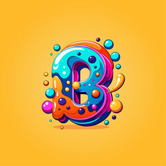 Colorful Liquid Painted B Letter with Bubbles Vector Illustration 3D Abstract Logo Element.
Creative Modern Color Splash Alphabet Design Vector Template with Fluid  Bubble And Swirling Spiral