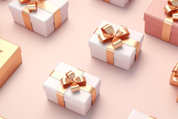 Multiple gifts or presents for birthday, Valentines Day, Mothers Day, Christmas, anniversary. 3d render-like illustration.