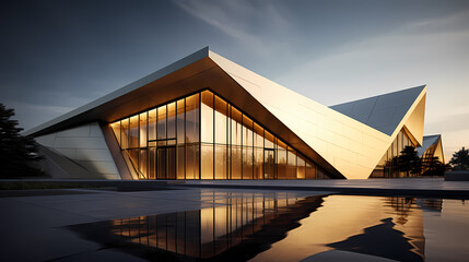 Fototapeta premium 3d render of abstract futuristic architecture with empty concrete floor