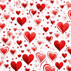 Valentines day flat abstract pink, red hearts white background banner. Perfect for Valentines Day card, romantic themed design, voucher, greeting card, wrapping paper, gift package. Concept love.