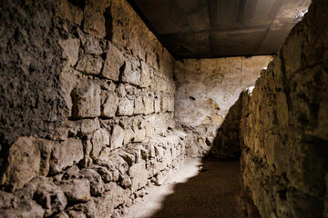 Museum and catacombs in Italy, travel in Napoli city, Europe.