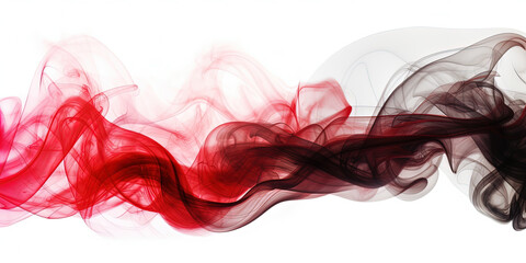 Contrasting Black and Red Smoke on White Background