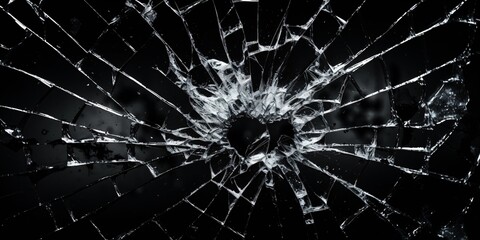 Shards of shattered glass with a grungy black backdrop. - obrazy, fototapety, plakaty