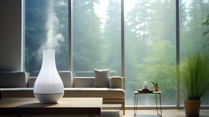 Humidifier in the room in background of modern house.
