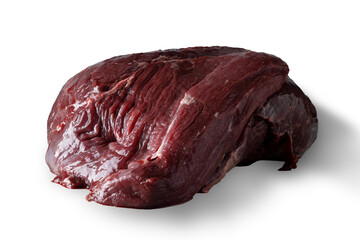 Reindeer meat. A large piece of ham isolated on a white background