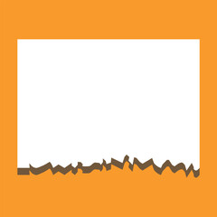 Ripped white paper. Torn light scrap note paper for note with orange background. 555.