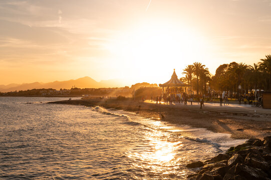 Cambrils at sunset in a summer day. Famous touristic destination in Catalonia, Spain. High quality photo