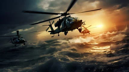 Fototapeten military war helicopters over the ocean © Ziyan