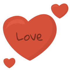 Red hearts with love inscription isolated on the white background