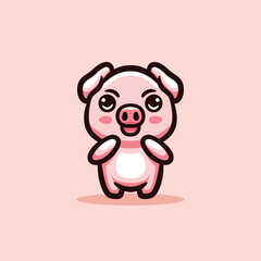 Cute Pig Cartoon Mascot Animal Vector Logo Design illustration