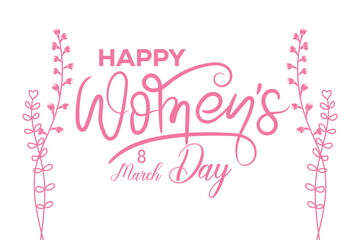 Fototapeta na wymiar 8 March, women's Day holiday greeting card and Happy Women's Day banner design, placard, card, and poster design template with text inscription and standard color, Women's Day celebration