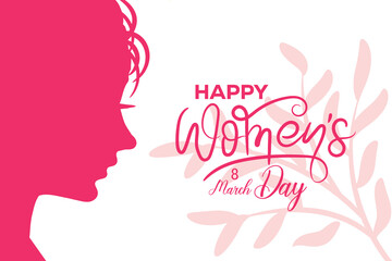  8 March, women's Day holiday greeting card and Happy Women's Day banner design, placard, card, and poster design template with text inscription and standard color, Women's Day celebration