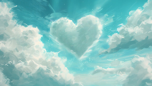 a cloud in the shape of a heart, in the style of speedpainting