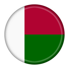 Madagascar flag button 3d illustration with clipping path