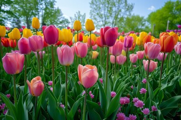 Tulip Garden in Mixed Spring Colors