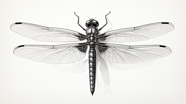 dragonfly black and white sketch with delicate wings