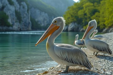 Nesting Pelicans on the Lakeshore