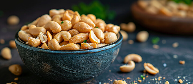 Plate of salted peanuts