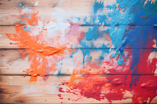 paint smeared on wooden surface
