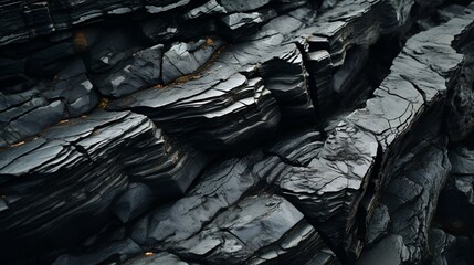 Texture of the black stones of the cliff
