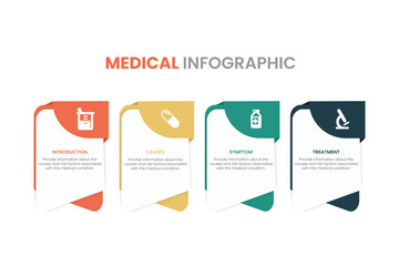 Medical abstract horizontal bar infographic element with multicolor background vector illustration