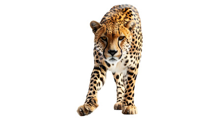 Majestic Cheetah Walking on White Background