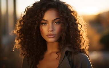 Close-up Portrait of a Woman With Curly Hair