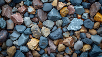 Assorted smooth river stones in a variety of colors