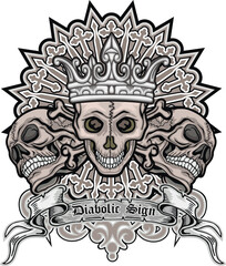 Gothic sign with skull, grunge vintage design t shirts
