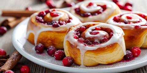 Delicious cranberry cinnamon rolls with cranberry frosting