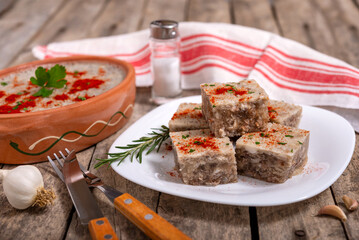 Dish of aspic made of pork