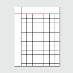Blank loose leaf notebook paper background. Realistic line paper note. Notebook paper with lines design. Blank notebook paper sheet with lines vector illustration ,