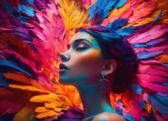 portrait of a woman with feathers