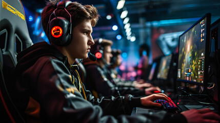 eSports competitive gamer in the heat of intense gameplay