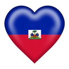 Haiti flag heart button isolated on white with clipping path