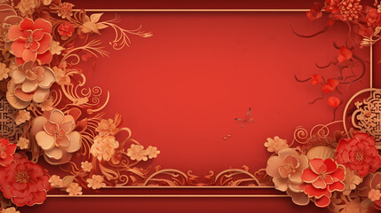 a banner with intricate Chinese calligraphy expressing auspicious New Year greetings, set against a background of festive colors. Generative AI.