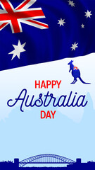 Australia National Day, 26 January, Country flag with map