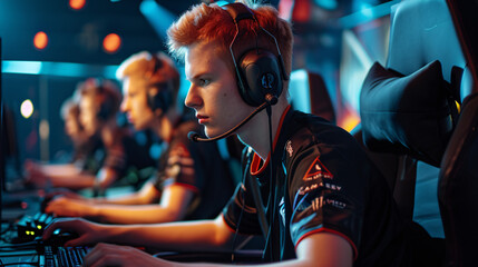 eSports competitive gamer in the heat of intense gameplay
