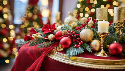 Elegance of Red and Gold Holiday Decorations