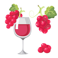 vector pattern grapes, berry, bunch of grapes, leaves, glass, wine