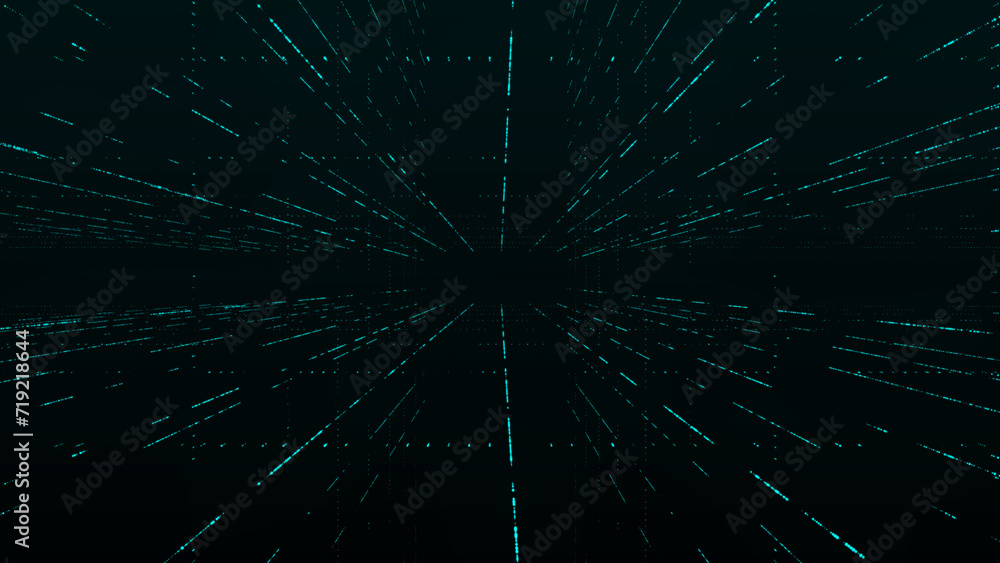 Poster Abstract digital background. Big data visualization. Data flow information. Concept of digital communication. 3d rendering.
