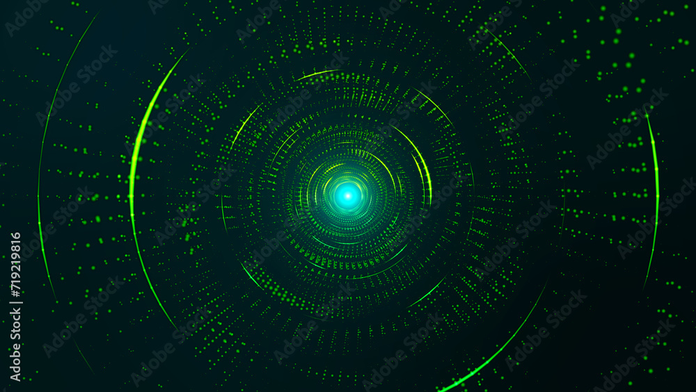 Poster abstract digital background. big data visualization. circular rotations of fantasy circle of colorfu