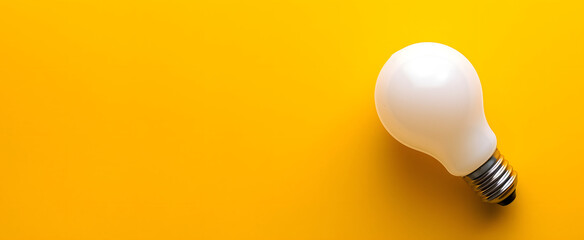 A white light bulb isolated on yellow background, idea concept.