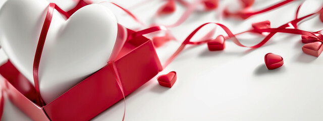 Heart-Shaped Box With Red Ribbon, Perfect Gift for Special Occasions. Generative AI.