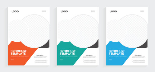 A4 annual report book cover design. Modern circle shape brochure document cover design. A4 booklet, handbook, or business report template.