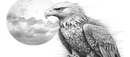 Sketch of eagle. Hand drawn illustration converted - obrazy, fototapety, plakaty