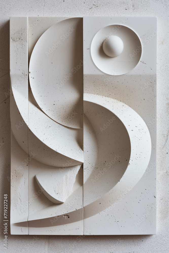 Poster white minimalist plaster art canvas. original 3d wall art textured. created with generative ai techn