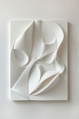 White Minimalist Plaster Art Canvas. Original 3d Wall Art Textured. Created with Generative AI technology
