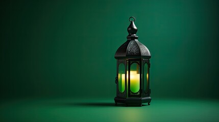 Ramadan Blue Lantern Islamic Ornament Blurry Bokeh Background