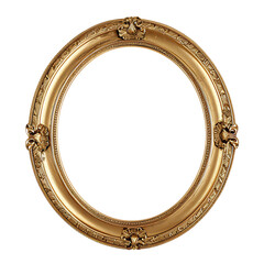 antique gold frame  isolated on a transparent or white background, png	